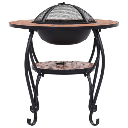 Mosaic Fire Pit Table Terracotta 68 cm Ceramic