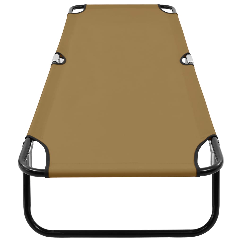 Folding Sun Lounger Taupe Steel