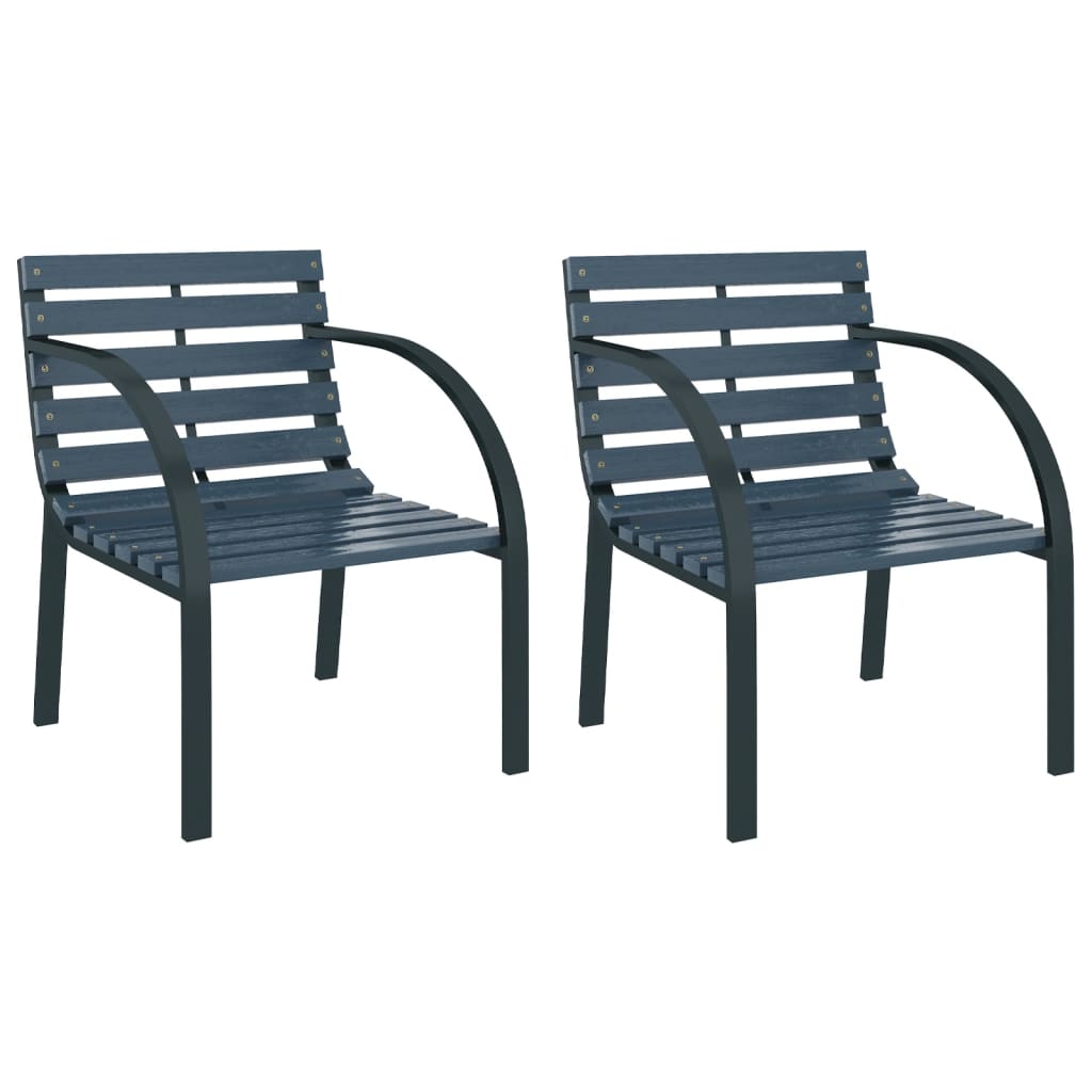 Garden Chairs 2 pcs Grey Wood