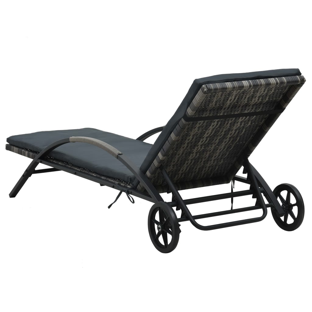 Sun Loungers with Table Poly Rattan Anthracite