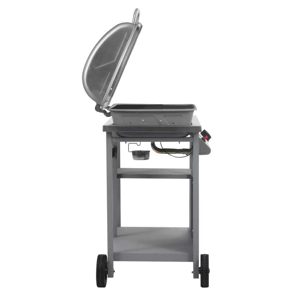 Gas BBQ Grill with 3-layer Side Table Black and Silver