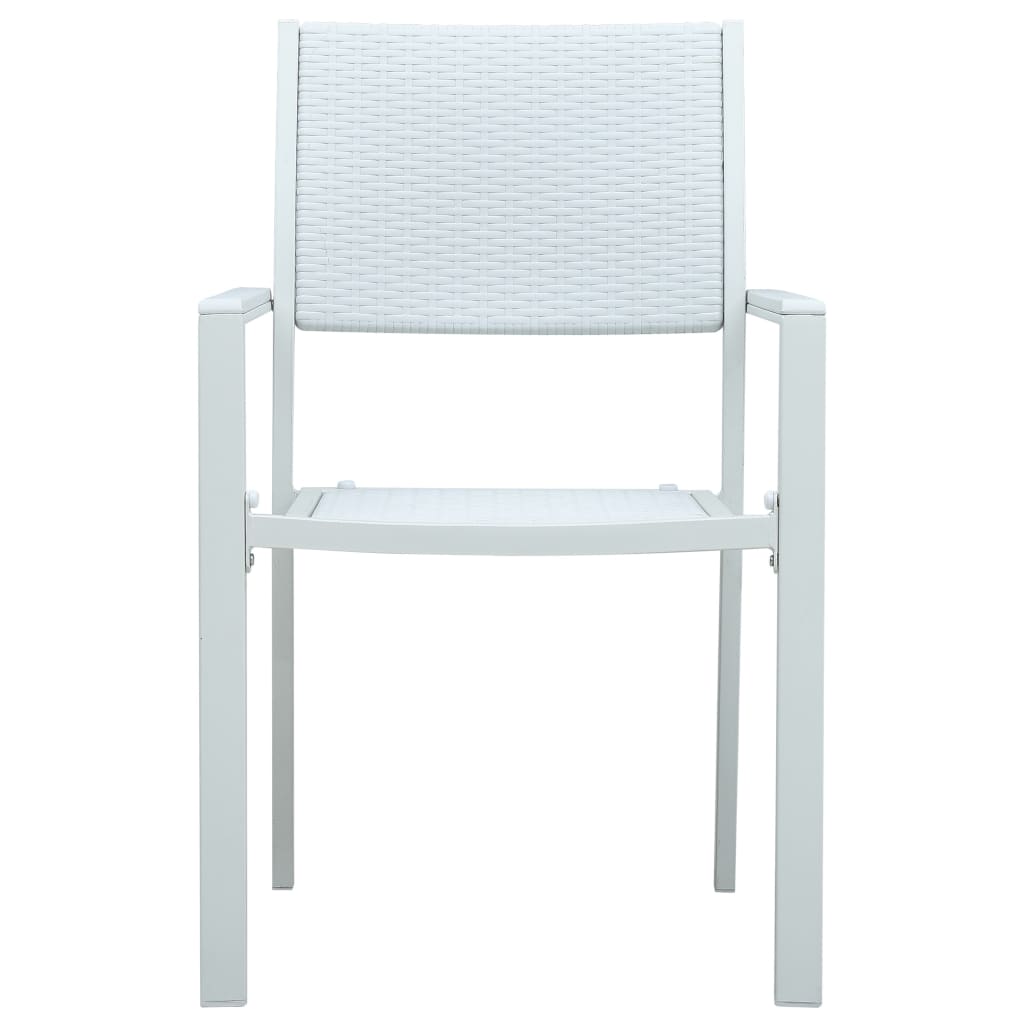 Garden Chairs 4 pcs White Plastic Rattan Look