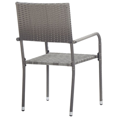 Outdoor Dining Chairs 2 pcs Poly Rattan Grey