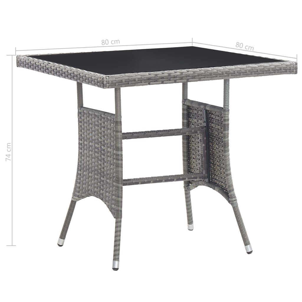 Garden Table Anthracite 80x80x74 cm Poly Rattan