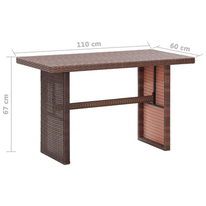 Garden Table Brown 110x60x67 cm Poly Rattan