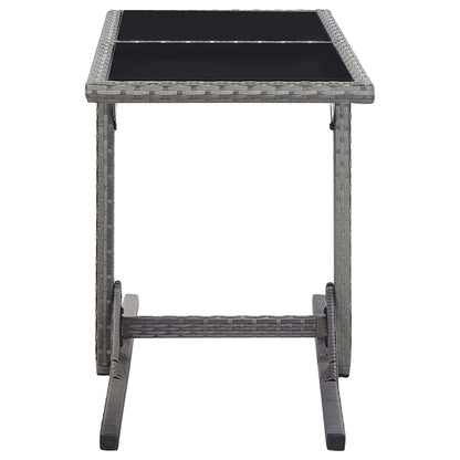 Garden Table Anthracite 110x53x72 cm Glass and Poly Rattan