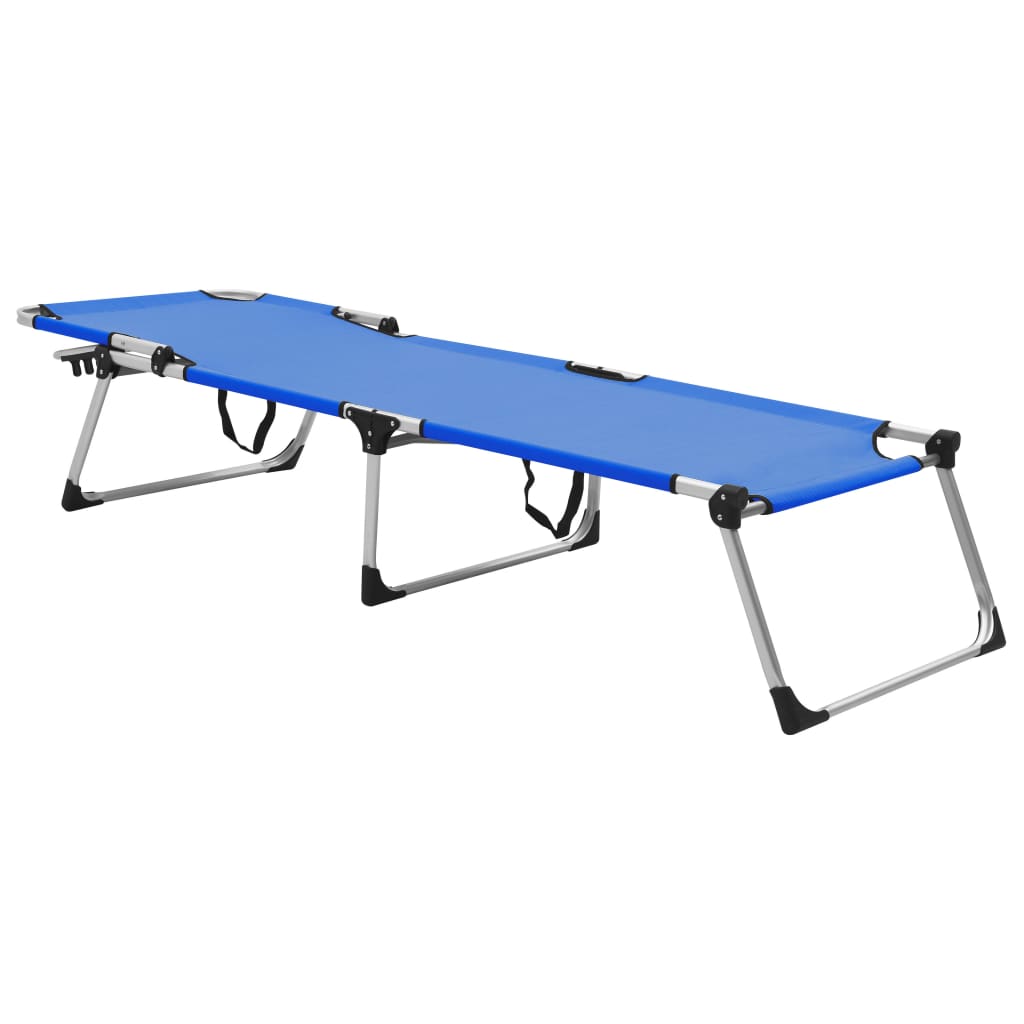 Extra High Folding Senior Sunbed Blue Aluminium