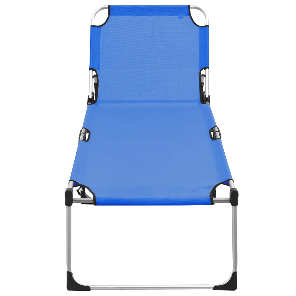 Extra High Folding Senior Sunbed Blue Aluminium