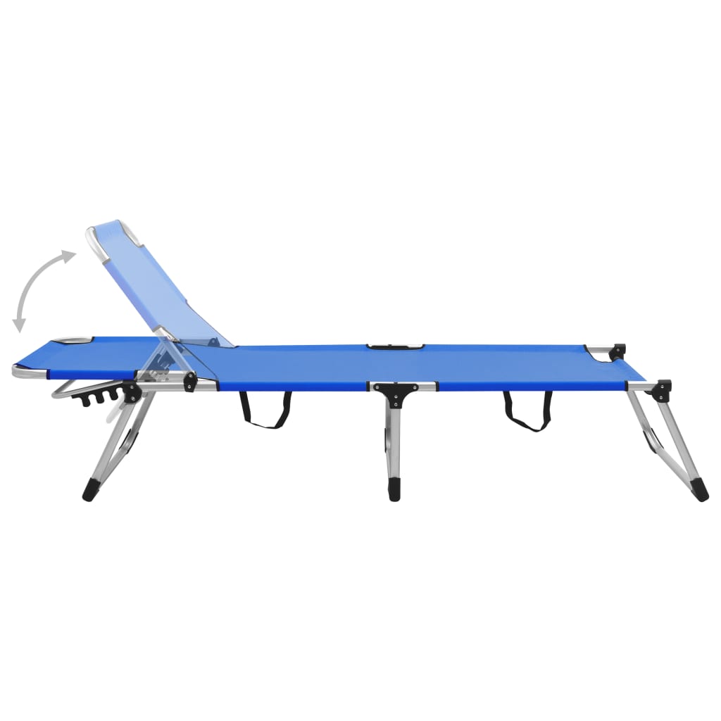 Extra High Folding Senior Sunbed Blue Aluminium