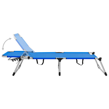 Extra High Folding Senior Sunbed Blue Aluminium