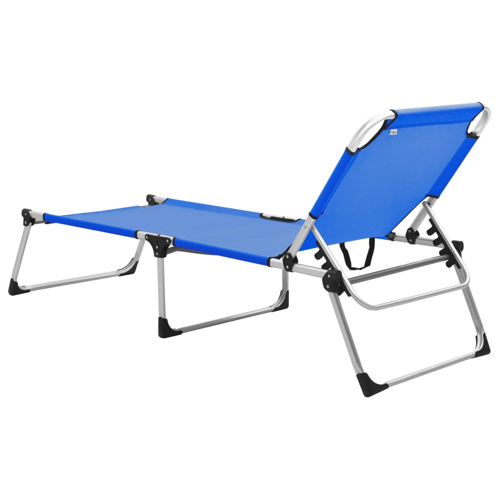 Extra High Folding Senior Sunbed Blue Aluminium