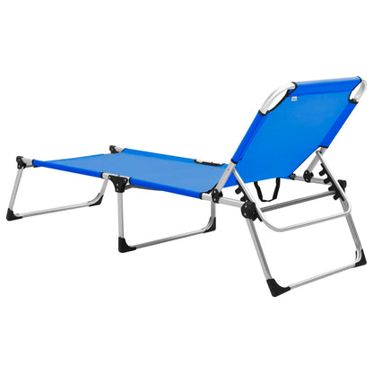 Extra High Folding Senior Sunbed Blue Aluminium