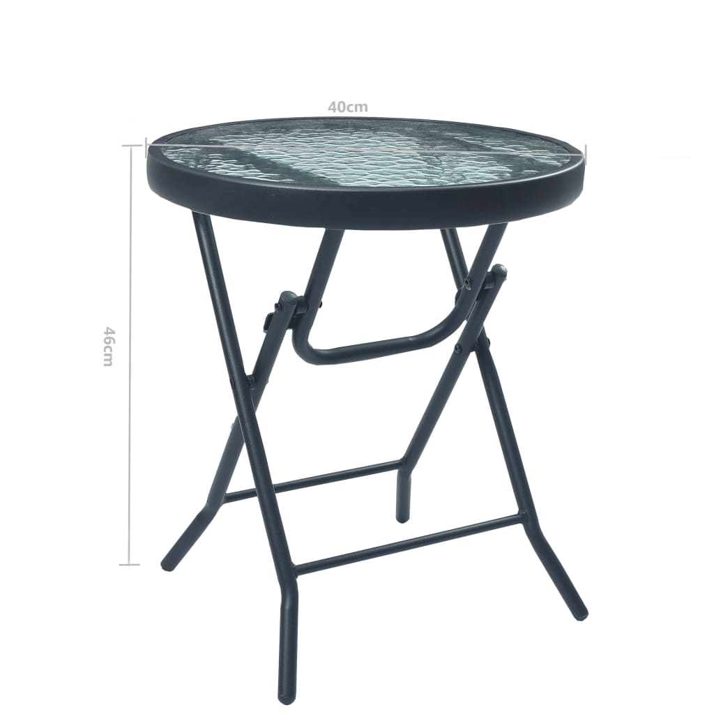 Bistro Table Black 40x46 cm Steel and Glass