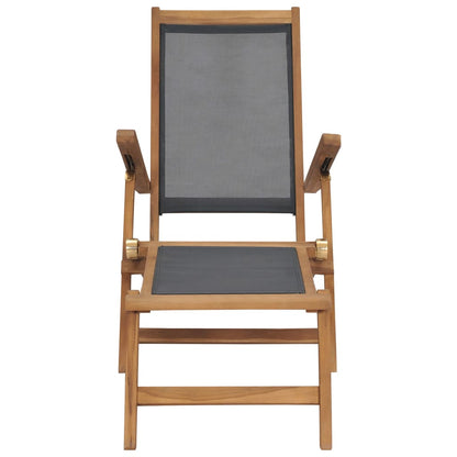 Deck Chair with Footrest Solid Teak Wood Black