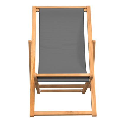 Folding Beach Chair Solid Teak Wood Grey