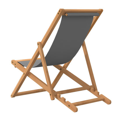 Folding Beach Chair Solid Teak Wood Grey