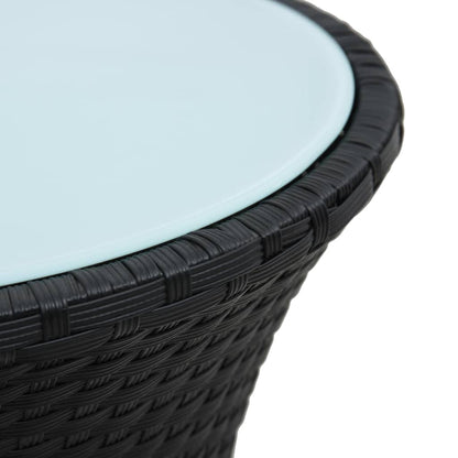 Garden Side Table Drum Shape Black Poly Rattan