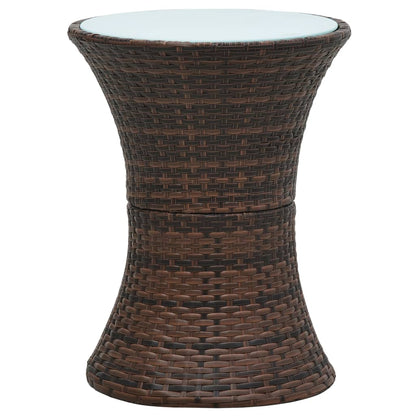 Garden Side Table Drum Shape Brown Poly Rattan