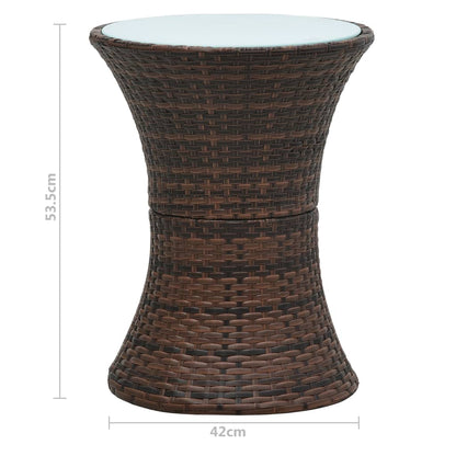 Garden Side Table Drum Shape Brown Poly Rattan