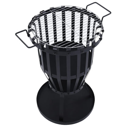 Garden Fire Pit Basket with BBQ Grill Steel 47.5 cm