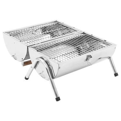 Portable Tabletop Charcoal BBQ Grill Stainless Steel Double Grids