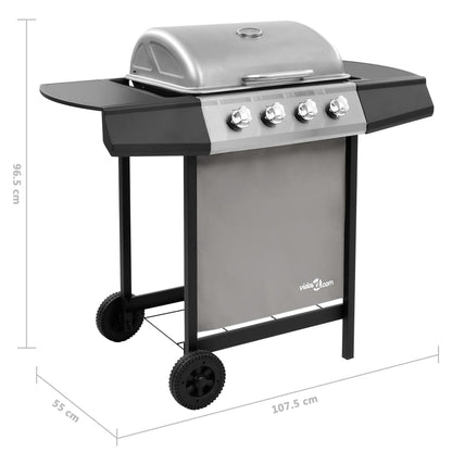 Gas BBQ Grill with 4 Burners Black and Silver (FR/BE/IT/UK/NL only)