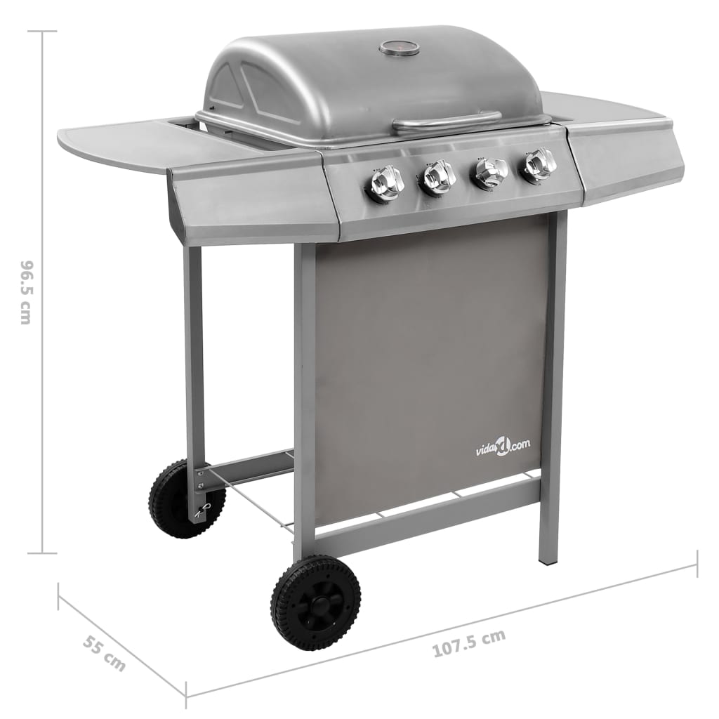 Gas BBQ Grill with 4 Burners Silver (FR/BE/IT/UK/NL only)