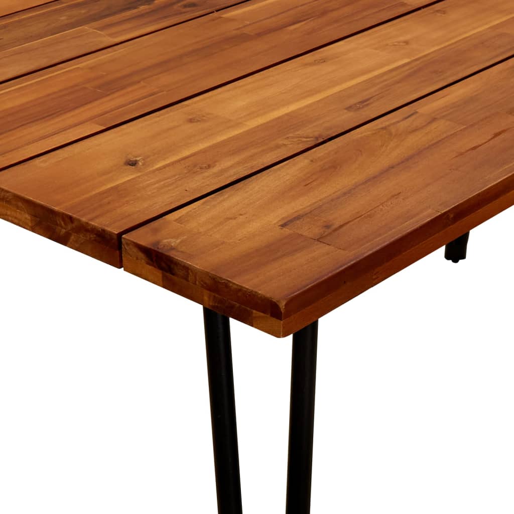 Garden Table with Hairpin Legs 140x80x75 cm Solid Acacia Wood