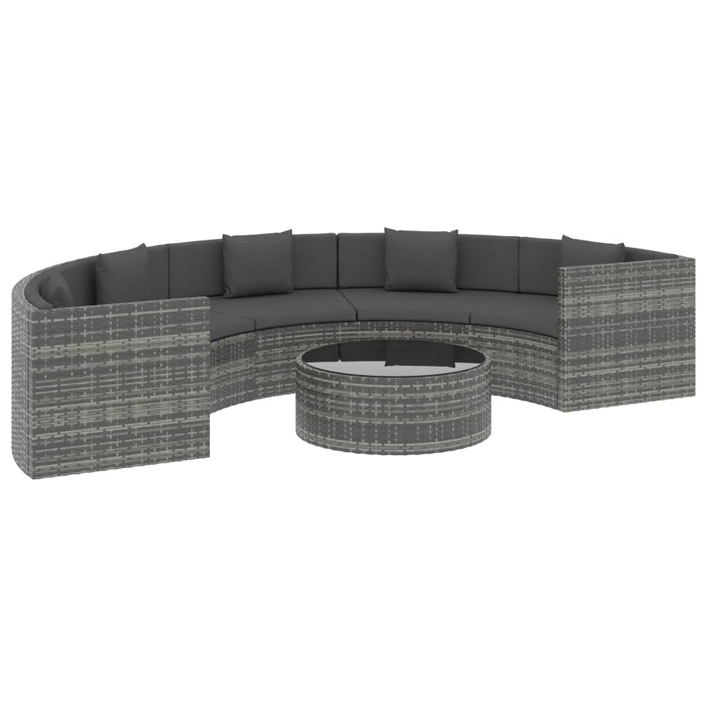 6 Piece Garden Lounge Set with Cushions Poly Rattan Grey