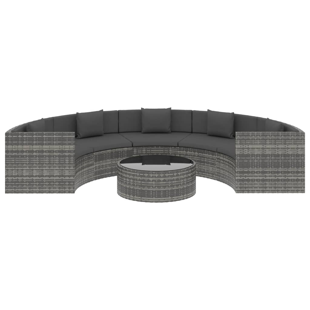 6 Piece Garden Lounge Set with Cushions Poly Rattan Grey