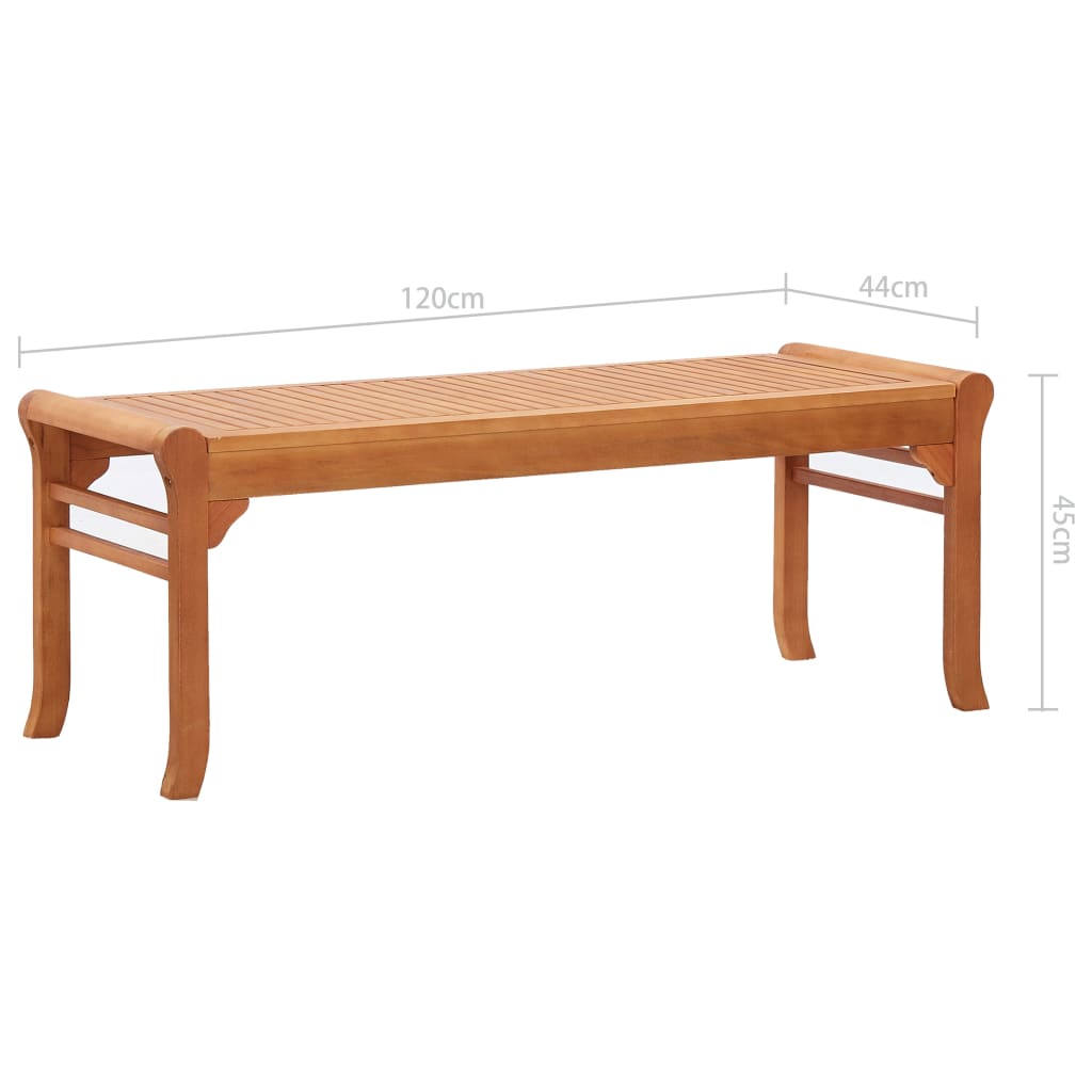 2-Seater Garden Bench 120 cm Solid Eucalyptus Wood