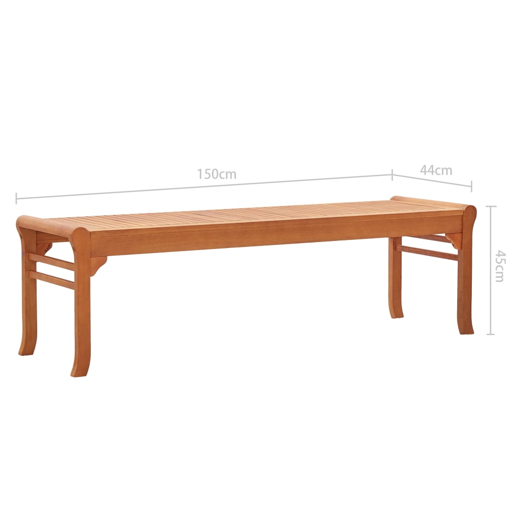 3-Seater Garden Bench 150 cm Solid Eucalyptus Wood