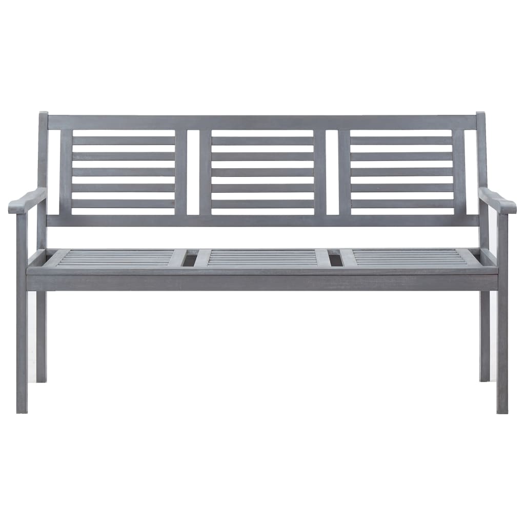 3-Seater Garden Bench 150 cm Grey Solid Eucalyptus Wood