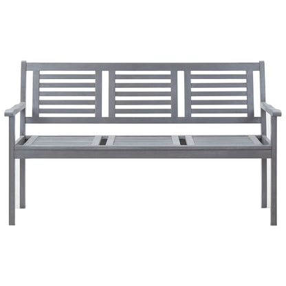 3-Seater Garden Bench 150 cm Grey Solid Eucalyptus Wood