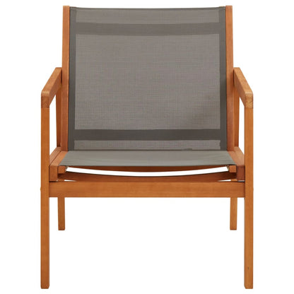 Garden Lounge Chair Grey Solid Eucalyptus Wood and Textilene