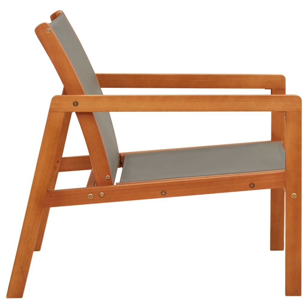 Garden Lounge Chair Grey Solid Eucalyptus Wood and Textilene