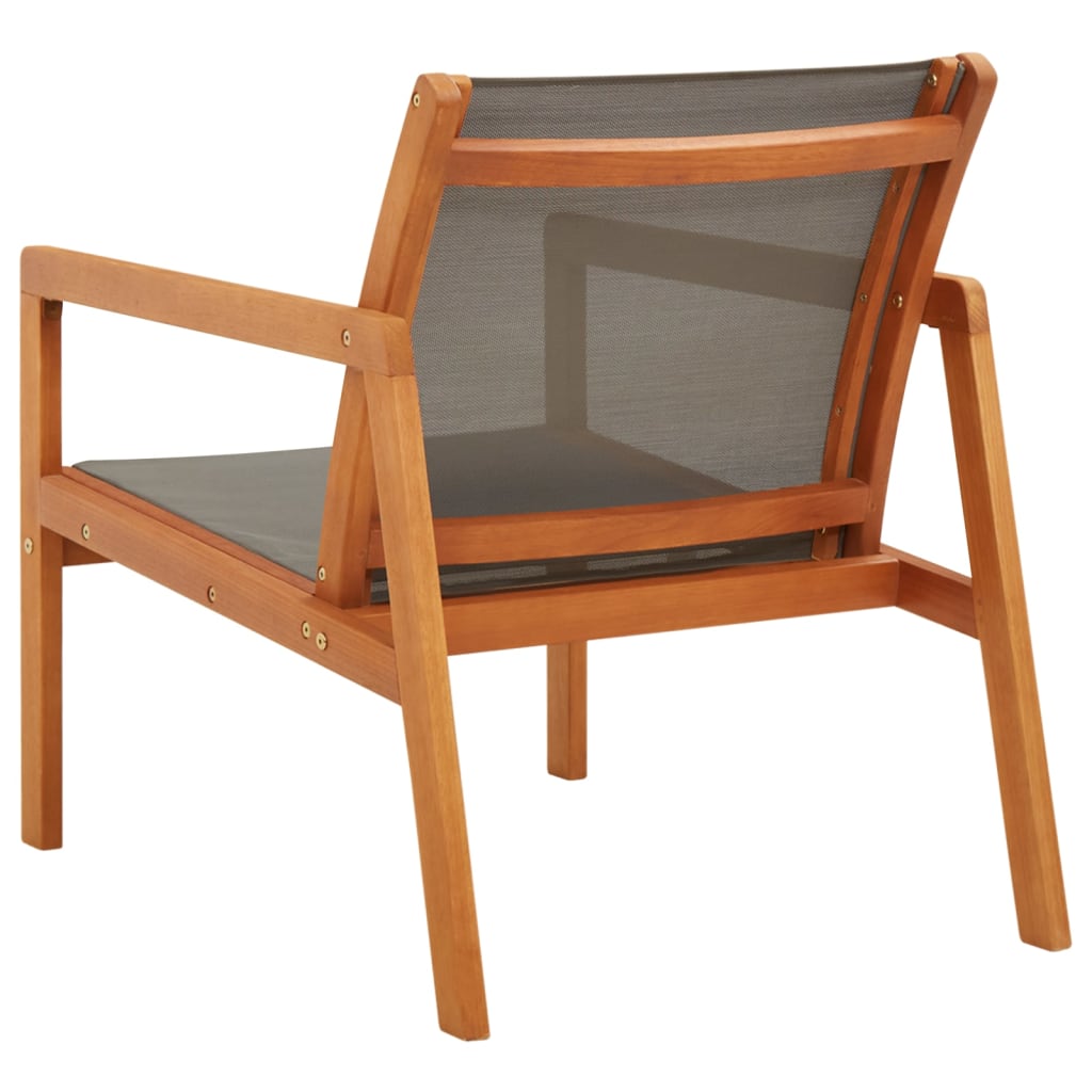 Garden Lounge Chair Grey Solid Eucalyptus Wood and Textilene