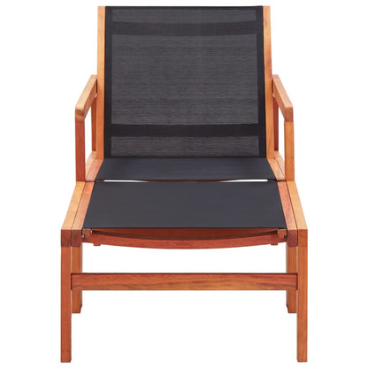 Garden Chair with Footrest Solid Eucalyptus Wood and Textilene