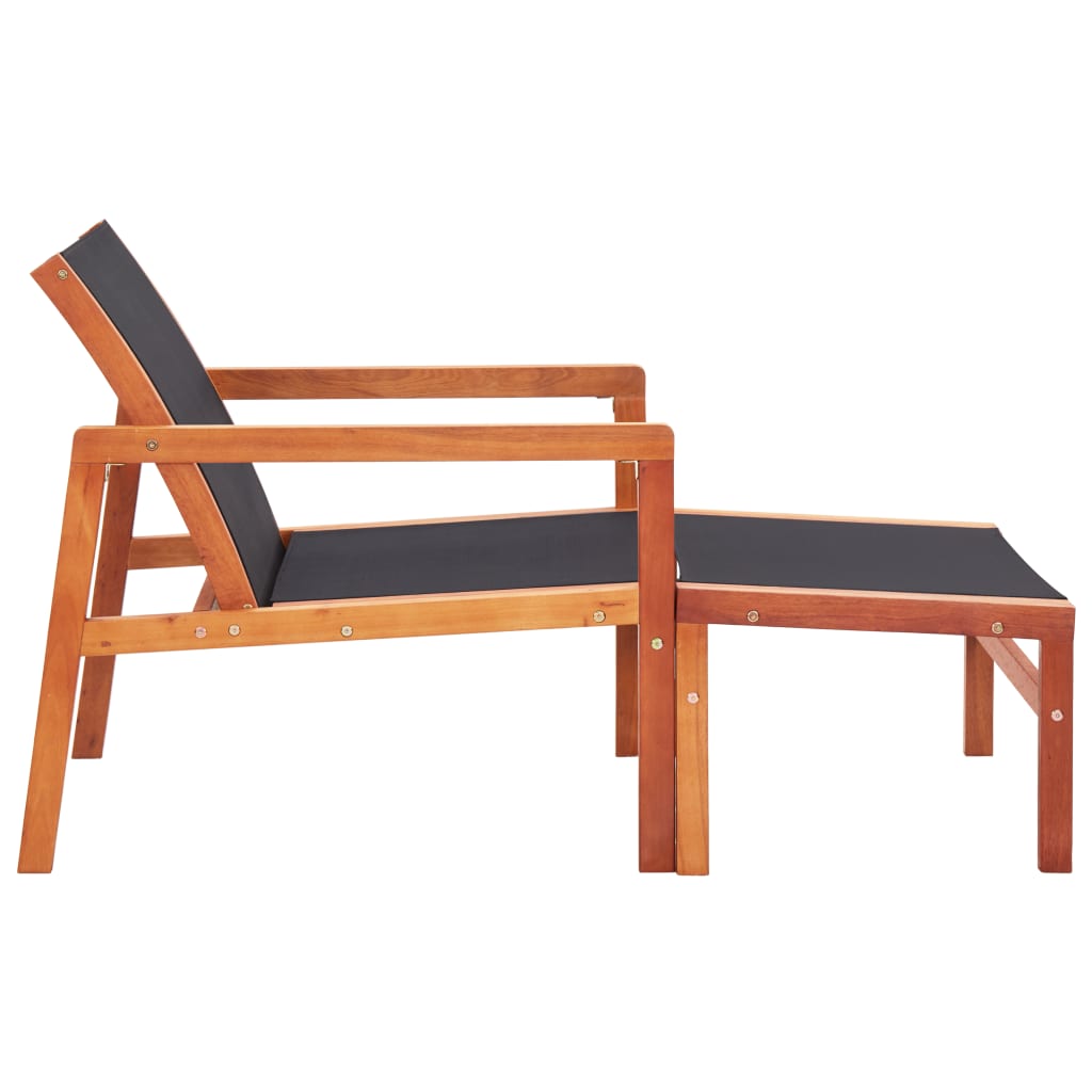 Garden Chair with Footrest Solid Eucalyptus Wood and Textilene