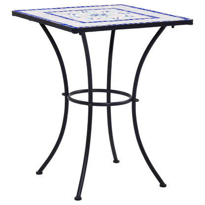 3 Piece Mosaic Bistro Set Ceramic Tile Blue and White