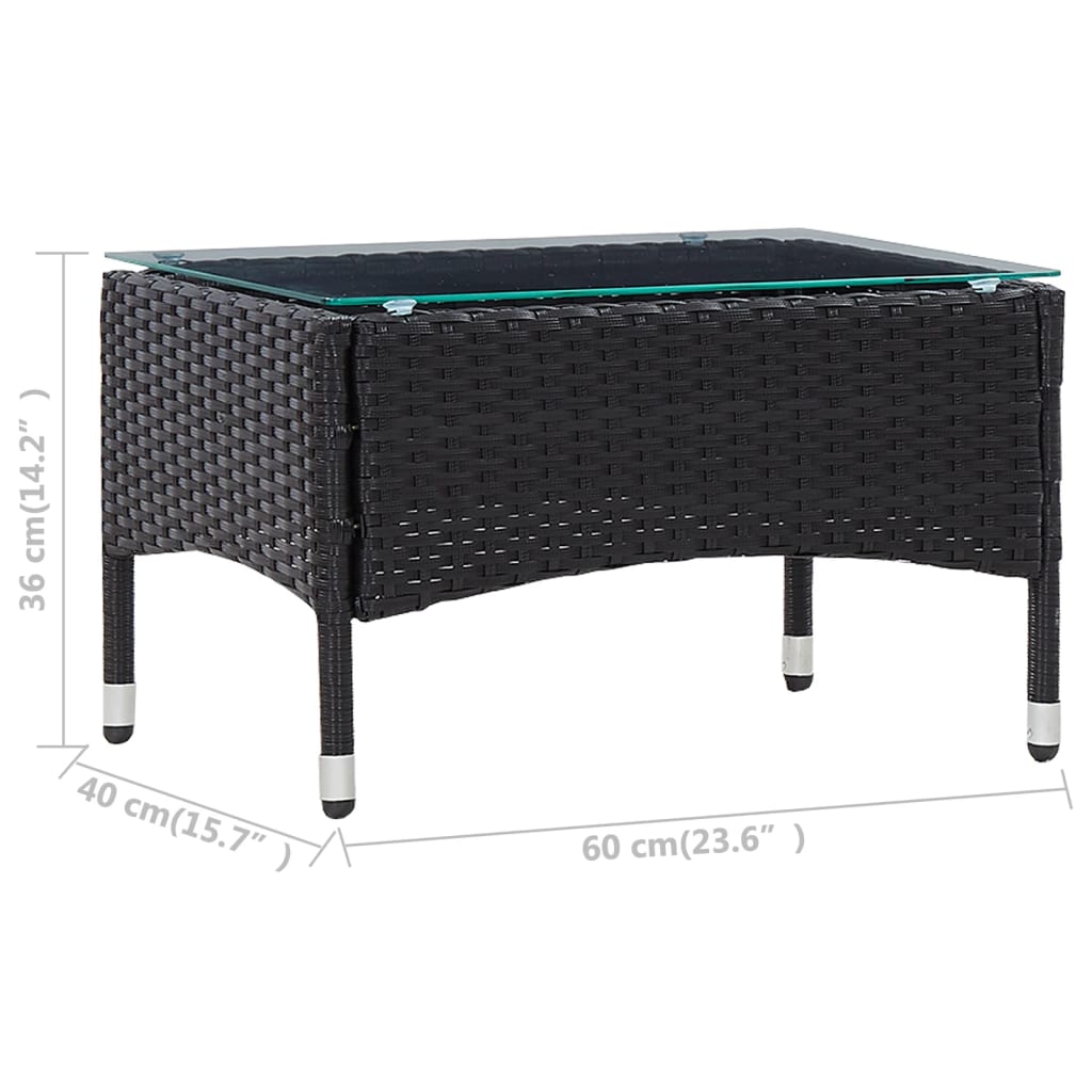 Coffee Table Black 60x40x36 cm Poly Rattan