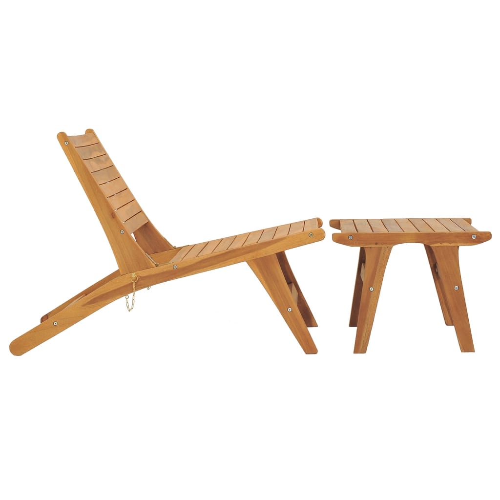 Garden Chair with Footrest Solid Teak Wood