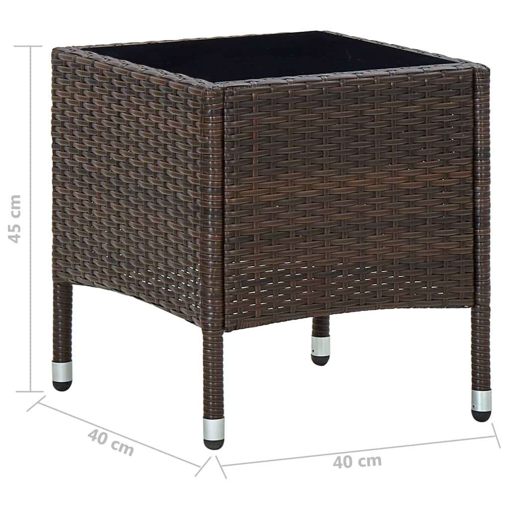 Garden Table Brown 40x40x45 cm Poly Rattan