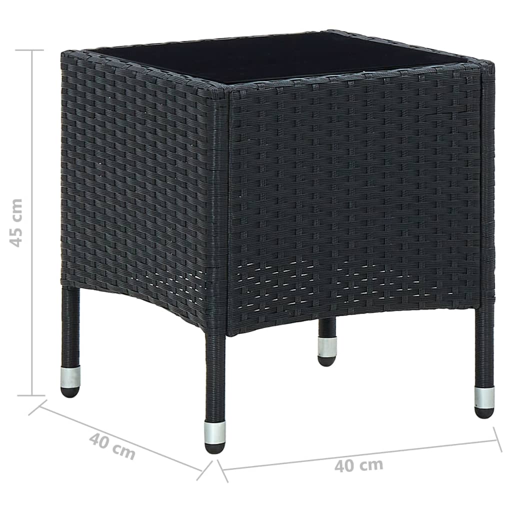 Garden Table Black 40x40x45 cm Poly Rattan