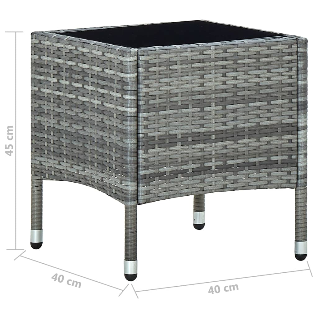 Garden Table Grey 40x40x45 cm Poly Rattan