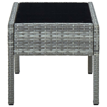 Garden Table Grey 75x40x37 cm Poly Rattan