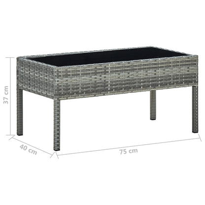 Garden Table Grey 75x40x37 cm Poly Rattan