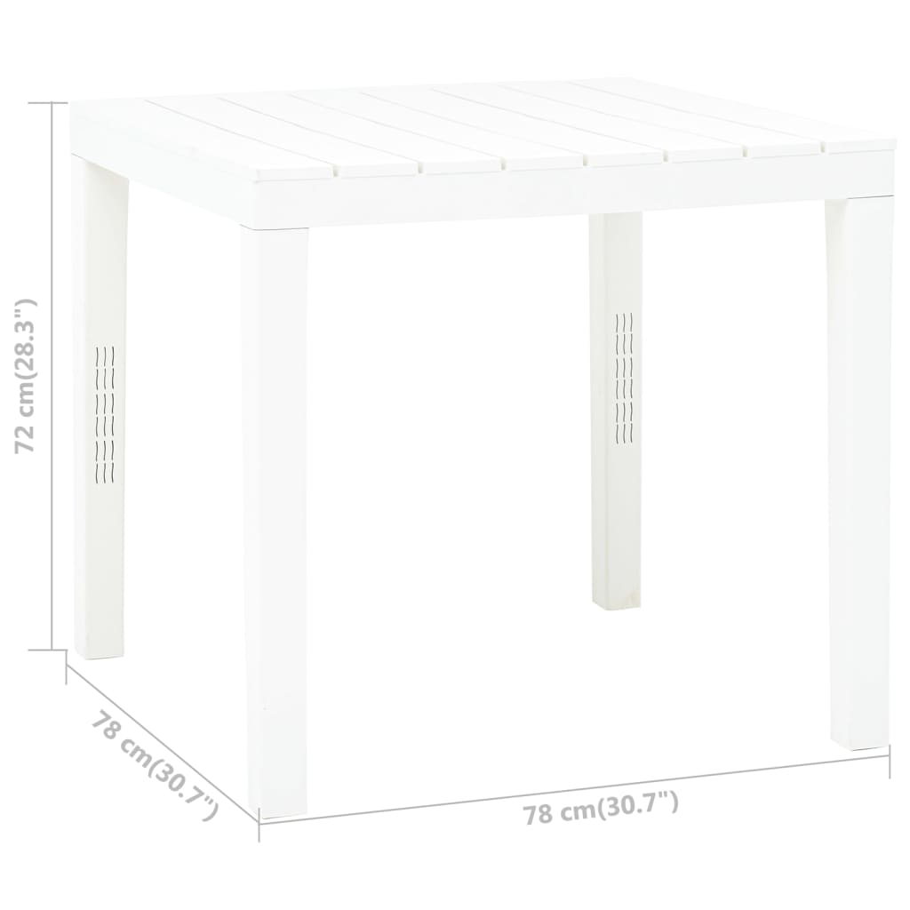 Garden Table White 78x78x72 cm Plastic