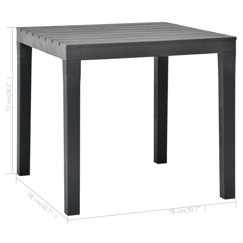 Garden Table Anthracite 78x78x72 cm Plastic