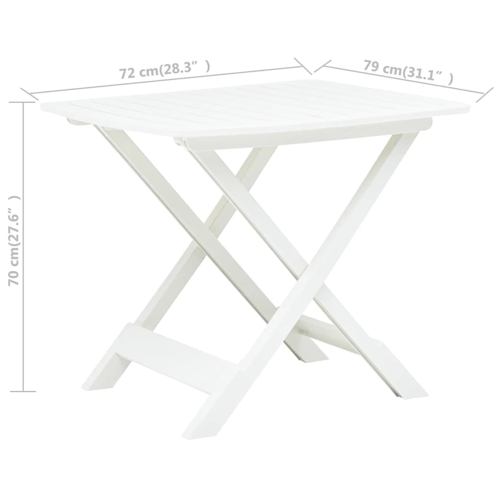 Folding Garden Table White 79x72x70 cm Plastic